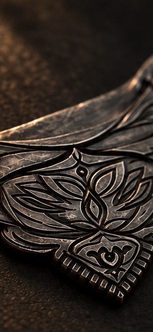 Leaf in Shadow necklace in oxidized silver